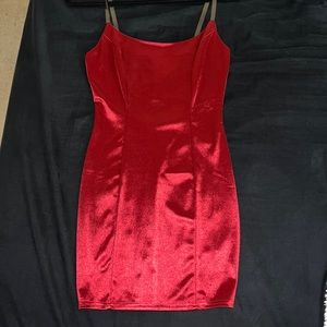 Deep burgundy red body fitting dress